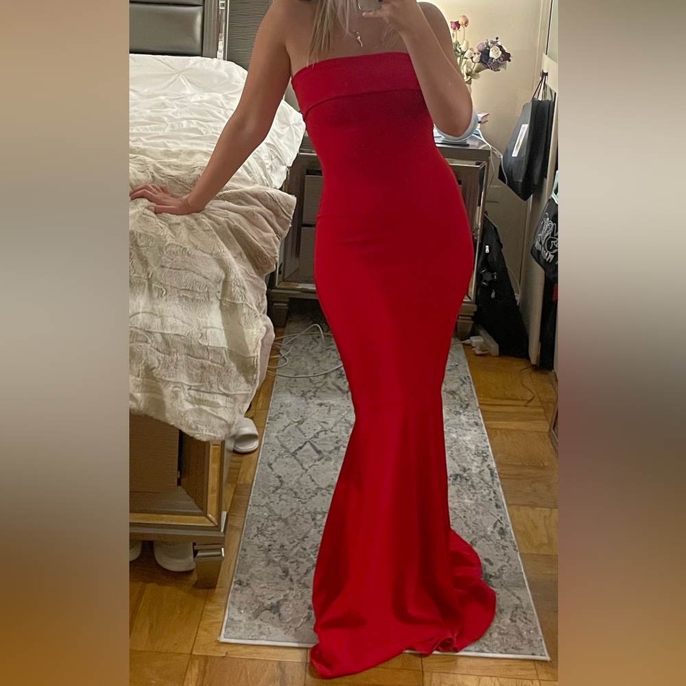 Red strapless dress (altered to fit 5’0-5’2)